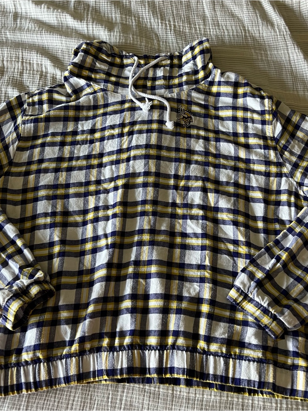 NFL Women’s Yellow, Purple & White Plaid Hooded Pullover